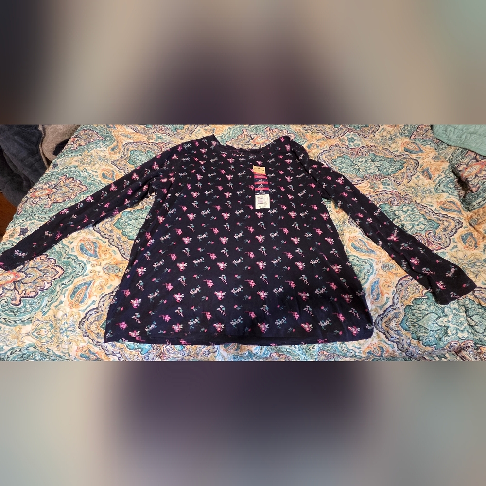 2XL Blue Mountain Longsleeve Scoop Neck Shirt